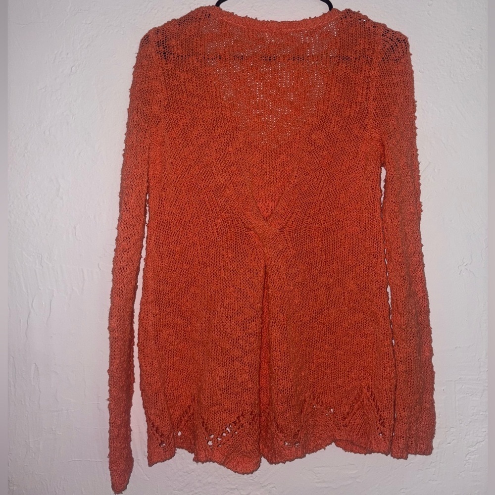 [Anthropologie] Yellow Bird Sparrow Coral Knit Scalloped Edged Sweater Size XS - Picture 3 of 6